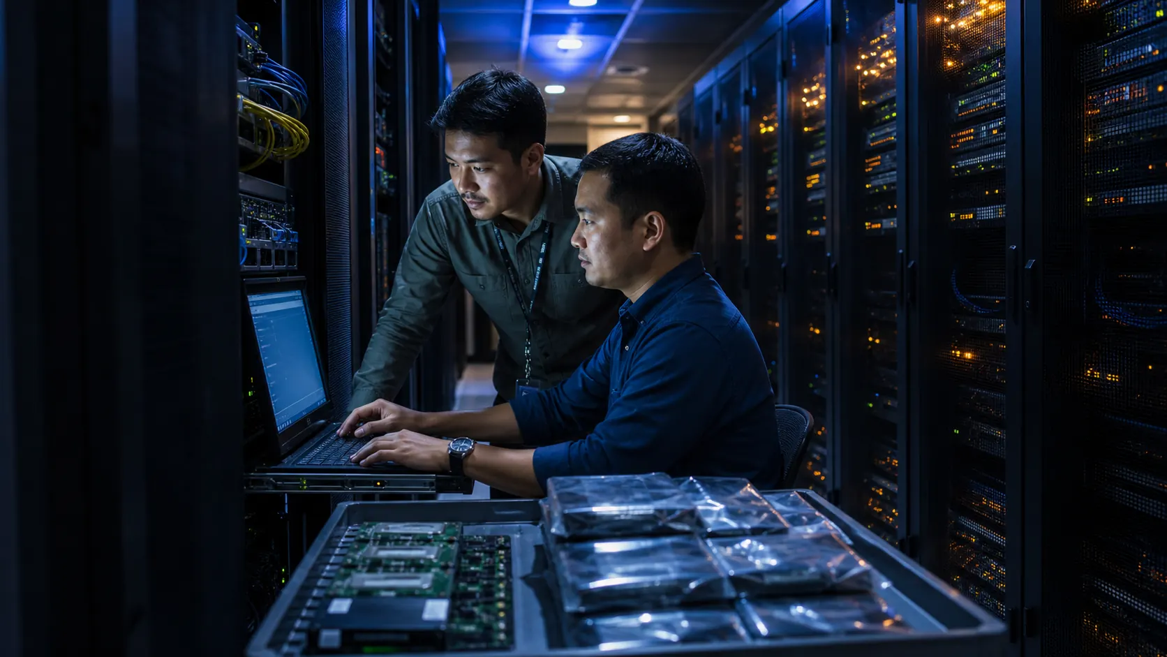 Engineer menguji patch pada server staging sebelum diterapkan ke produksi